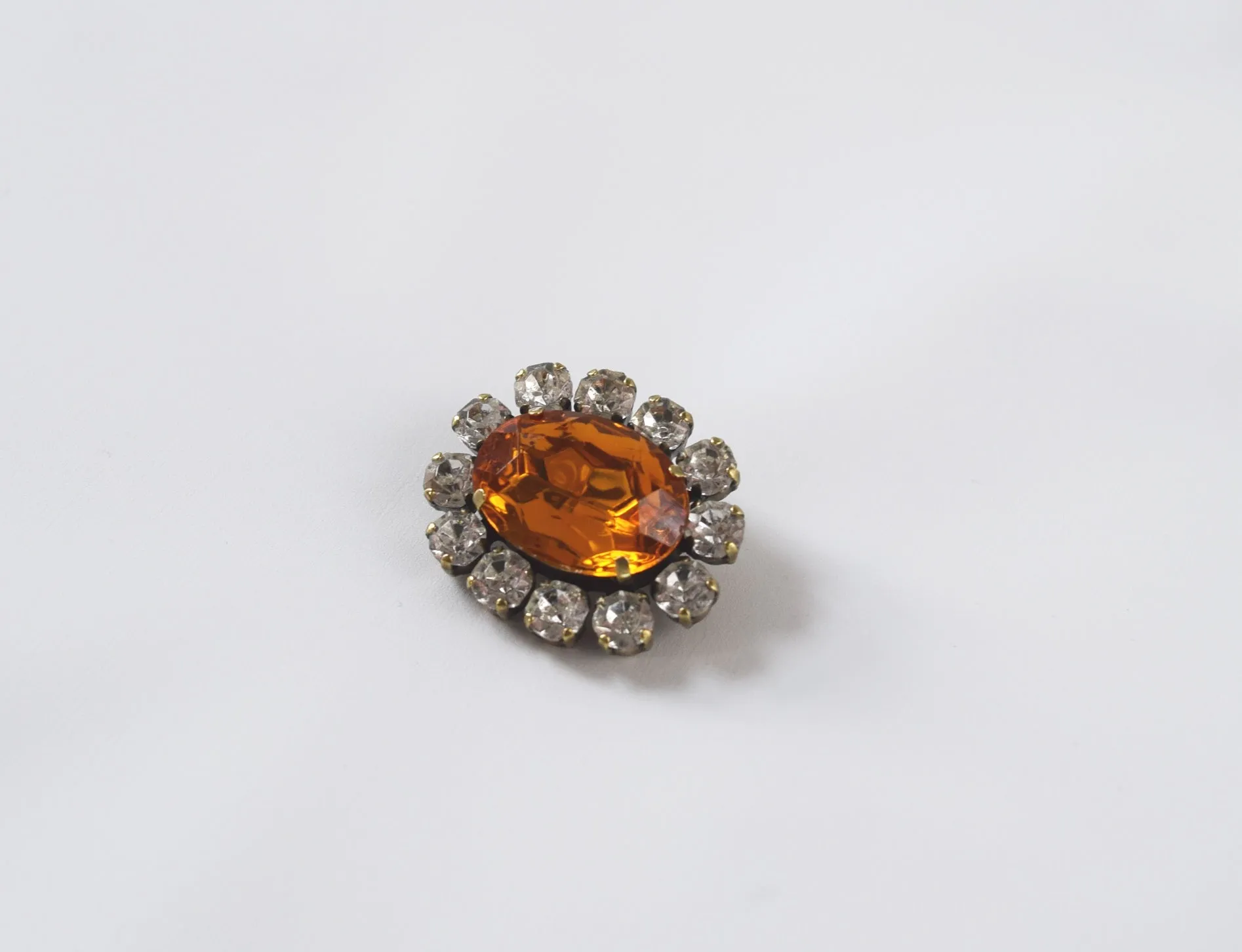 Orange Topaz Crystal Cluster Brooch