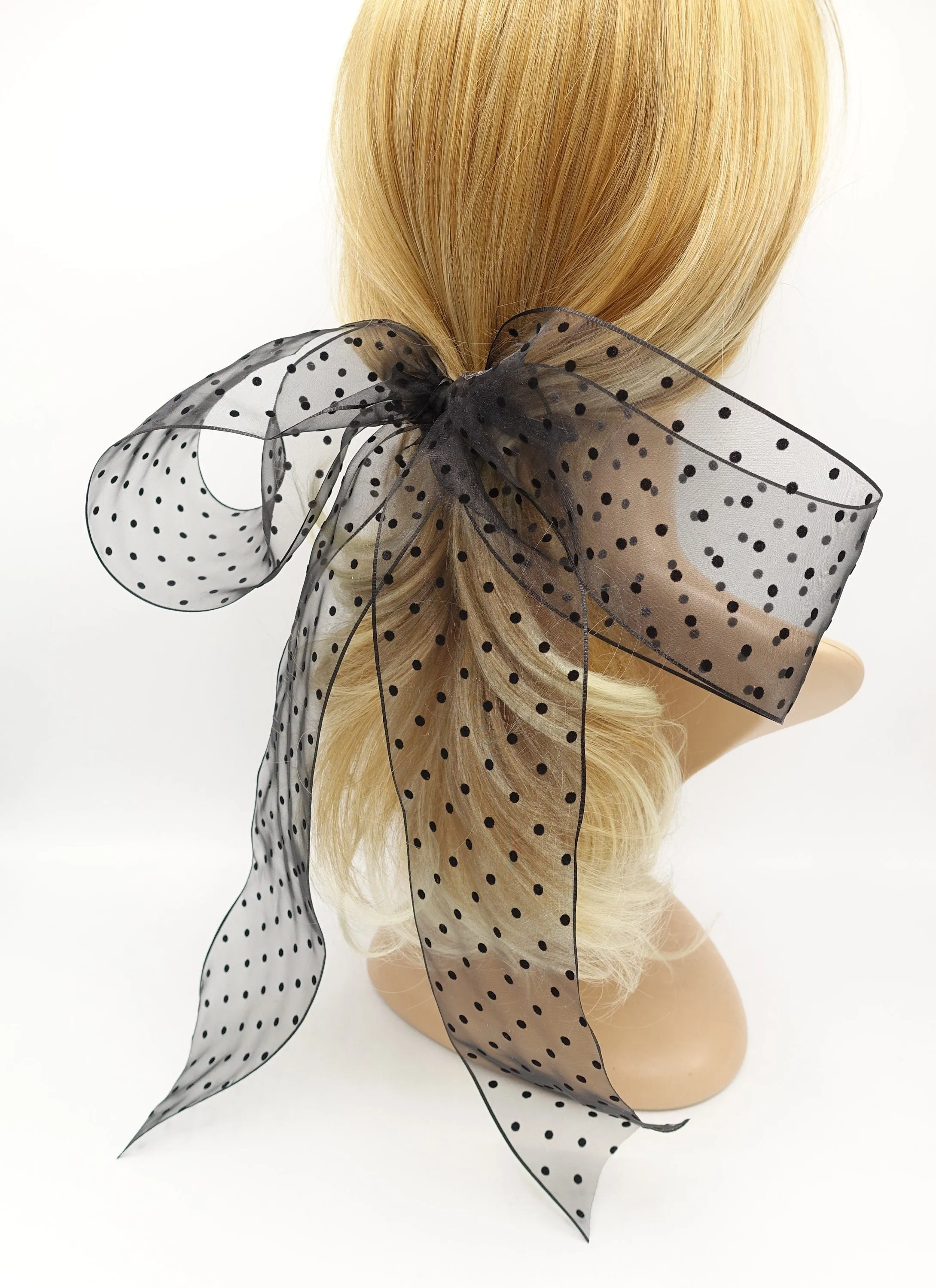 organza dot hair bow solid giant stylish hair accessory for women