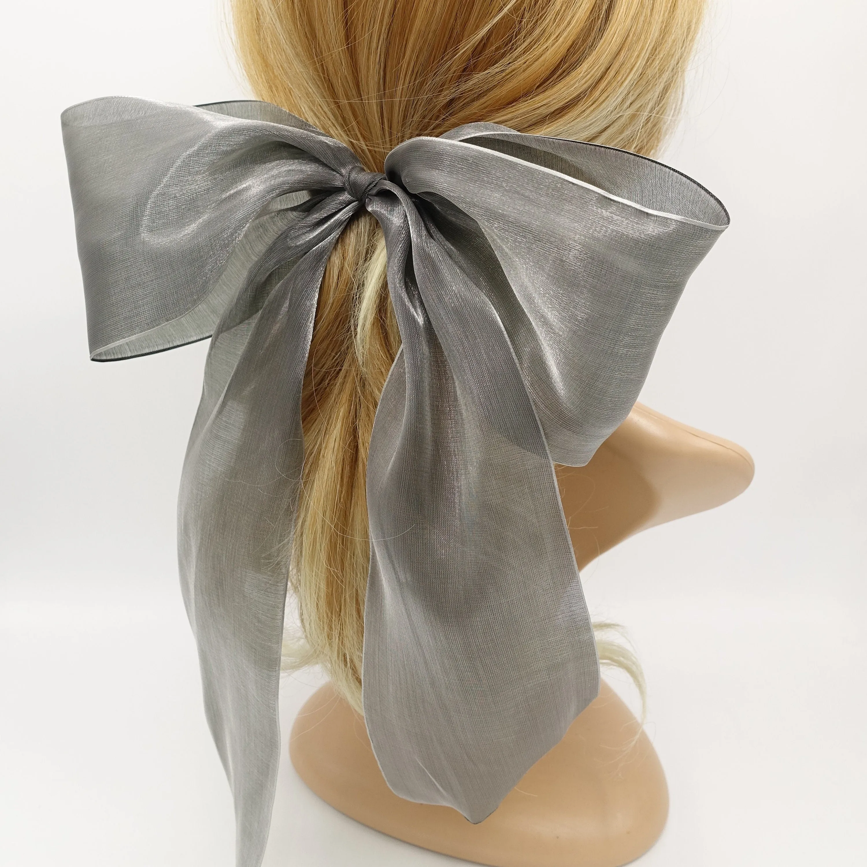 organza dot hair bow solid giant stylish hair accessory for women