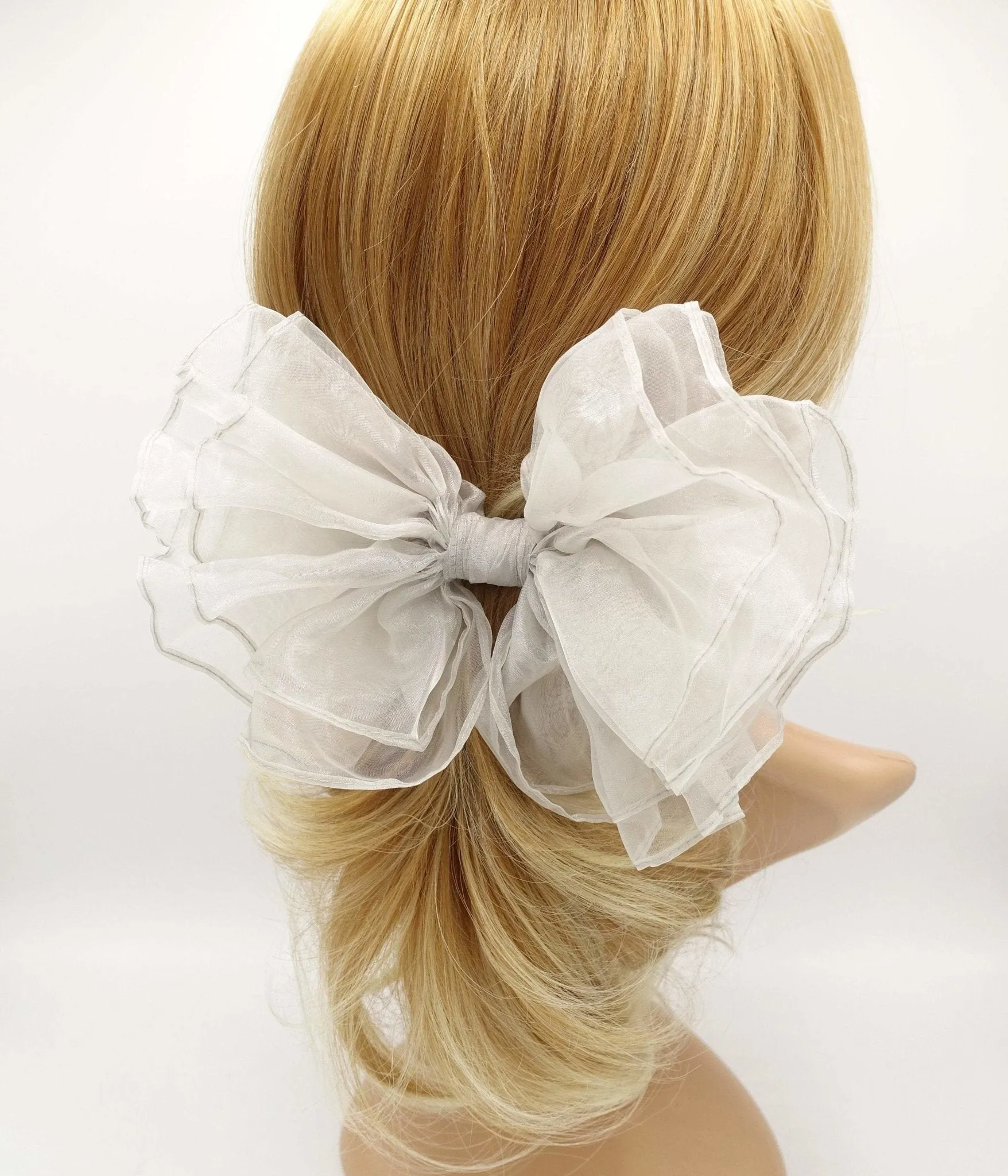 organza layered hair bow sheer fabric voluminous hair accessory for women