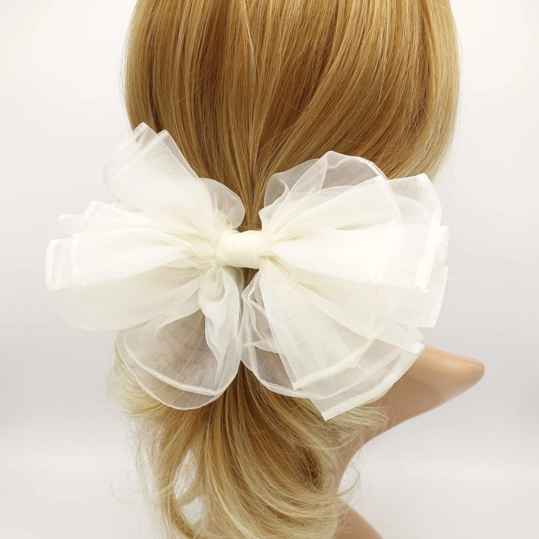 organza layered hair bow sheer fabric voluminous hair accessory for women