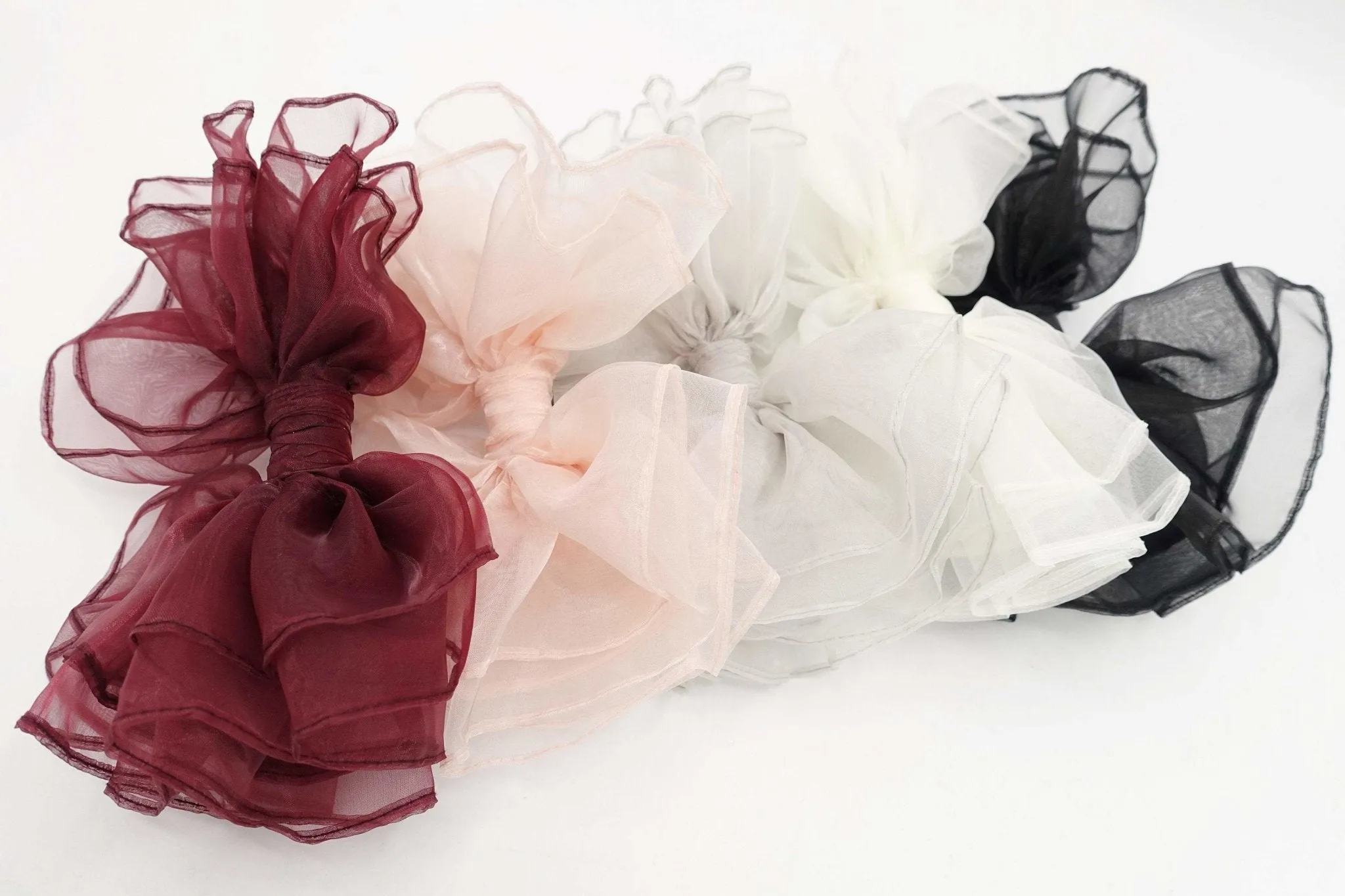 organza layered hair bow sheer fabric voluminous hair accessory for women