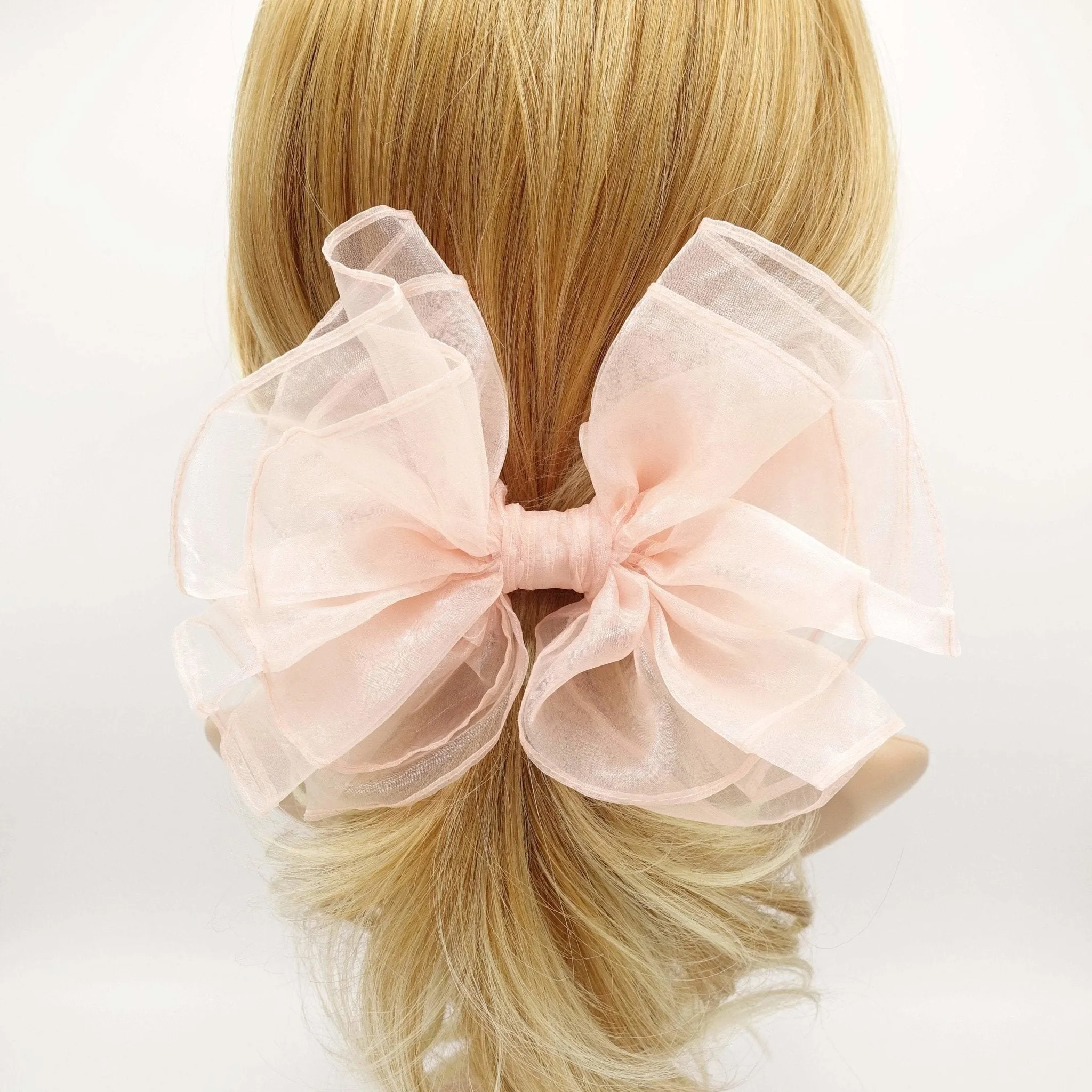 organza layered hair bow sheer fabric voluminous hair accessory for women