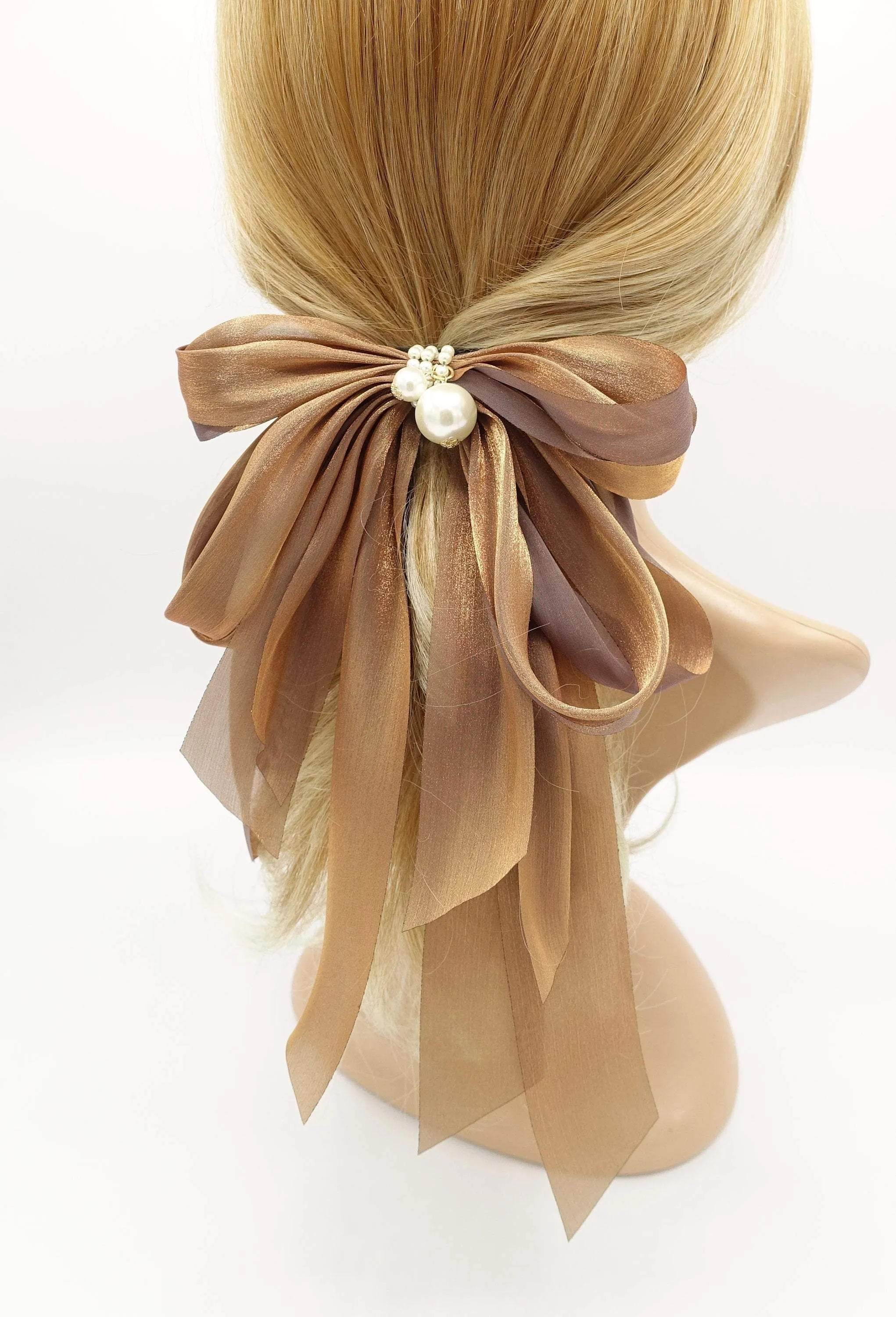 organza multi layered hair bow feminine style hair accessory