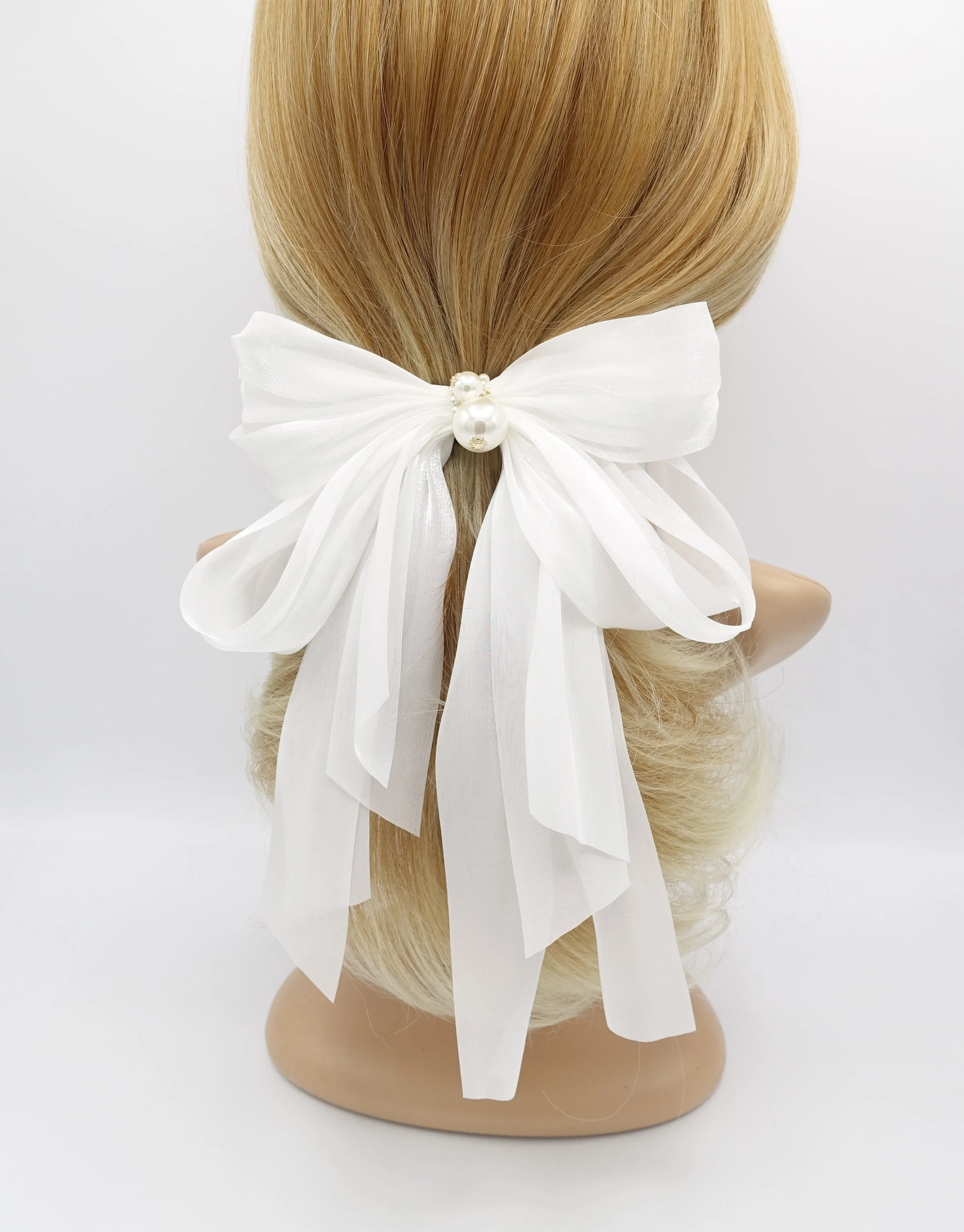 organza multi layered hair bow feminine style hair accessory