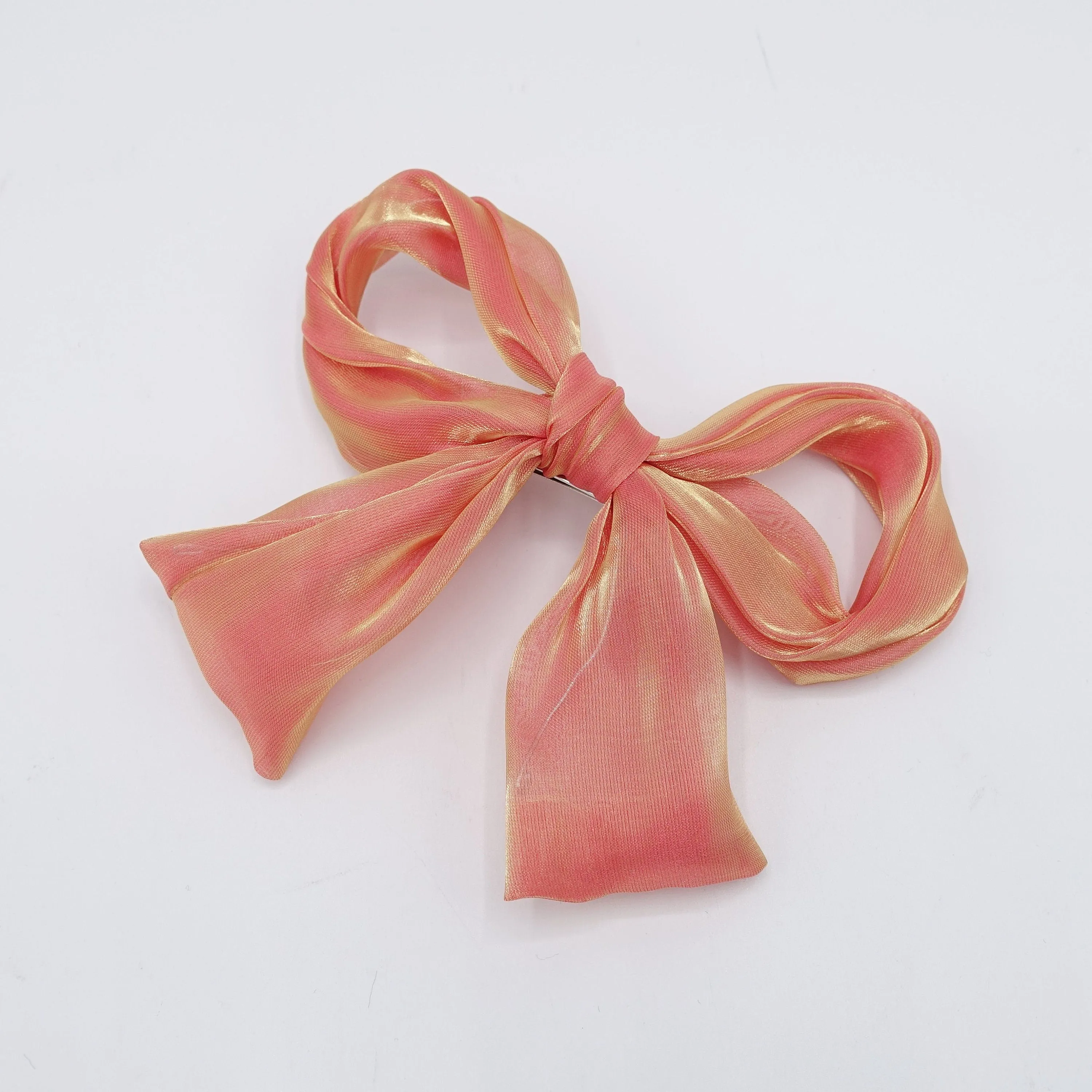 organza wired hair bow colorful translucent fabric tail knotted bow french barrette women hair accessory