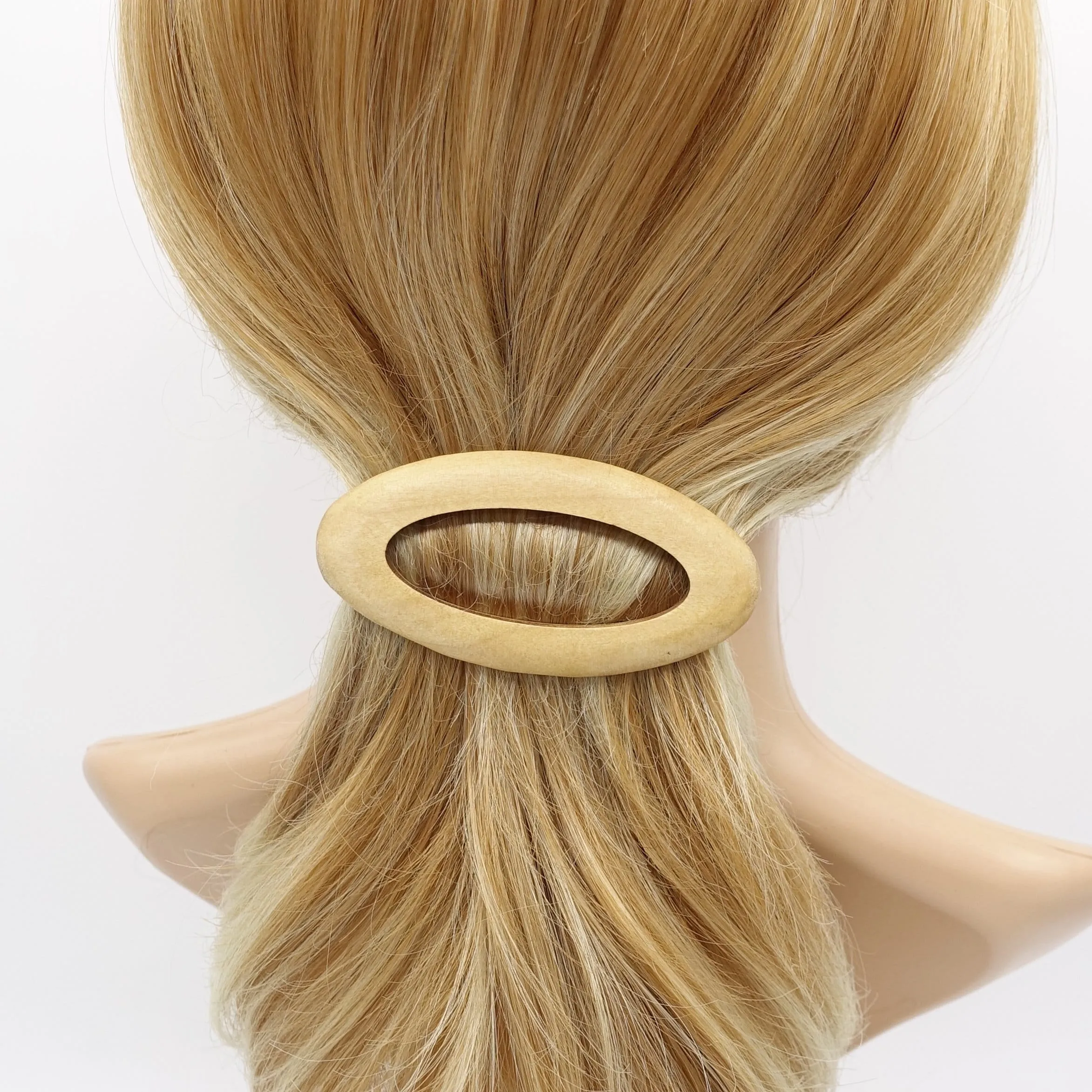 oval wood barrette natural hair accessory for women