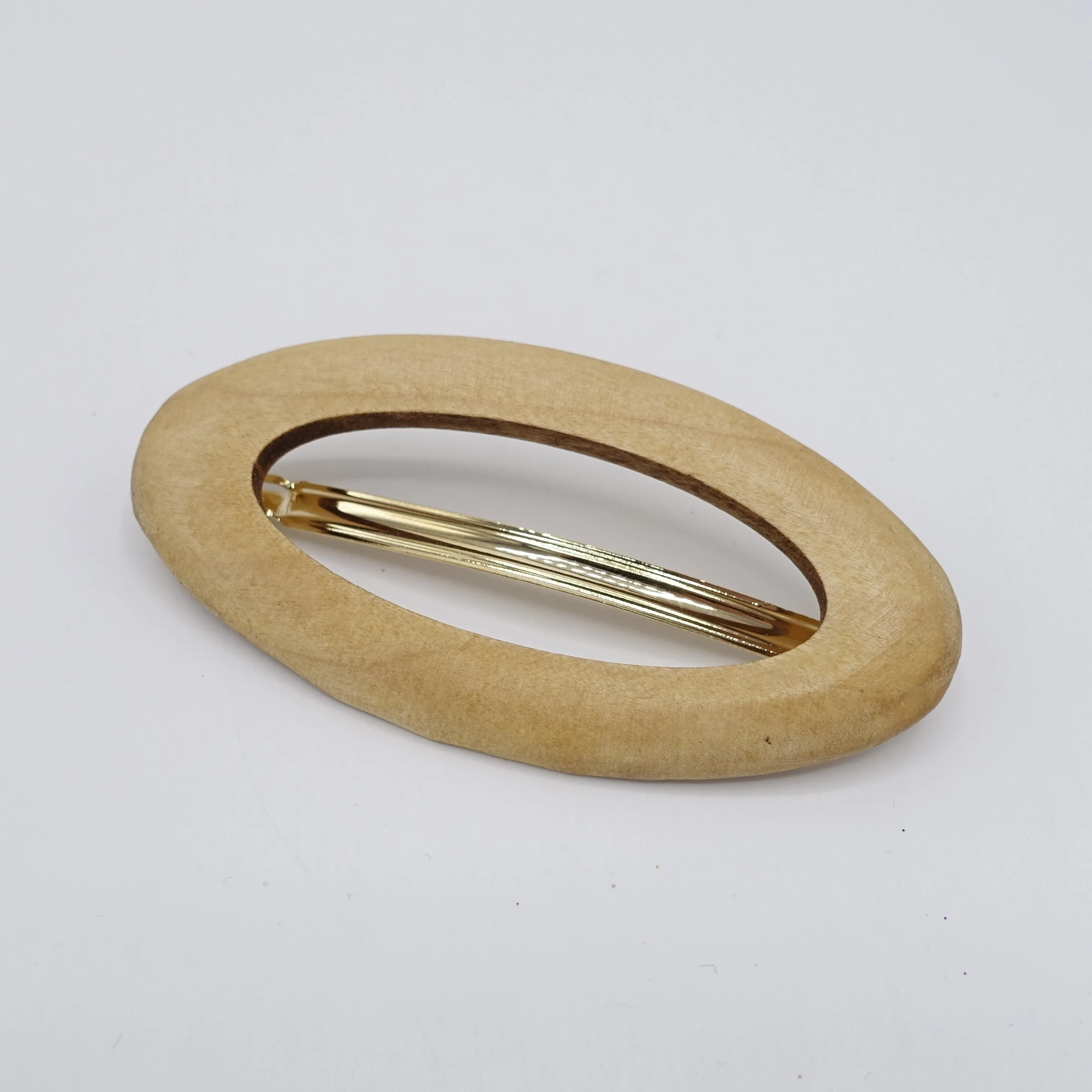 oval wood barrette natural hair accessory for women