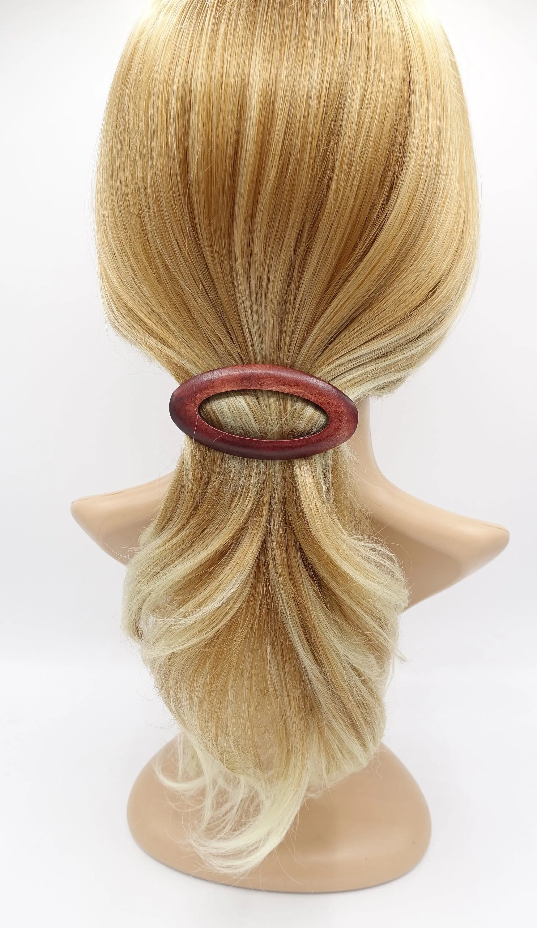 oval wood barrette natural hair accessory for women