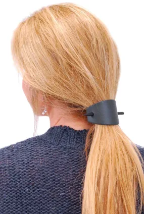 Oversized Large Black Leather Stick Barrette #AH14090K