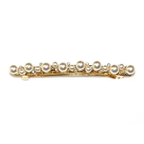 Pearl & Diamante Wide Barrette- Gold/Pearl/Clear