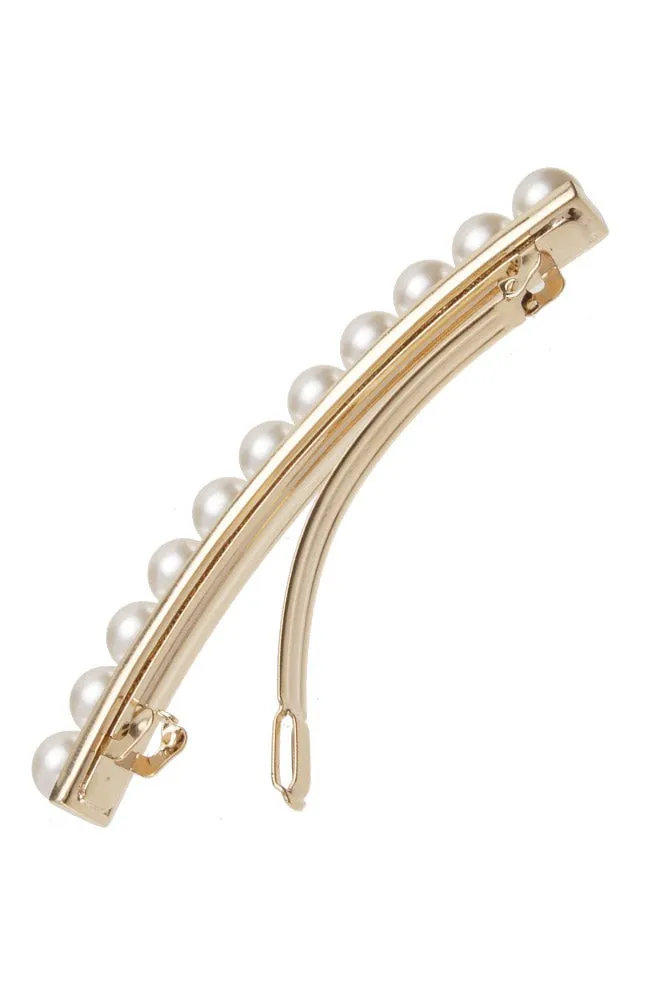 Pearl and Metal Long and Skinny Barrette