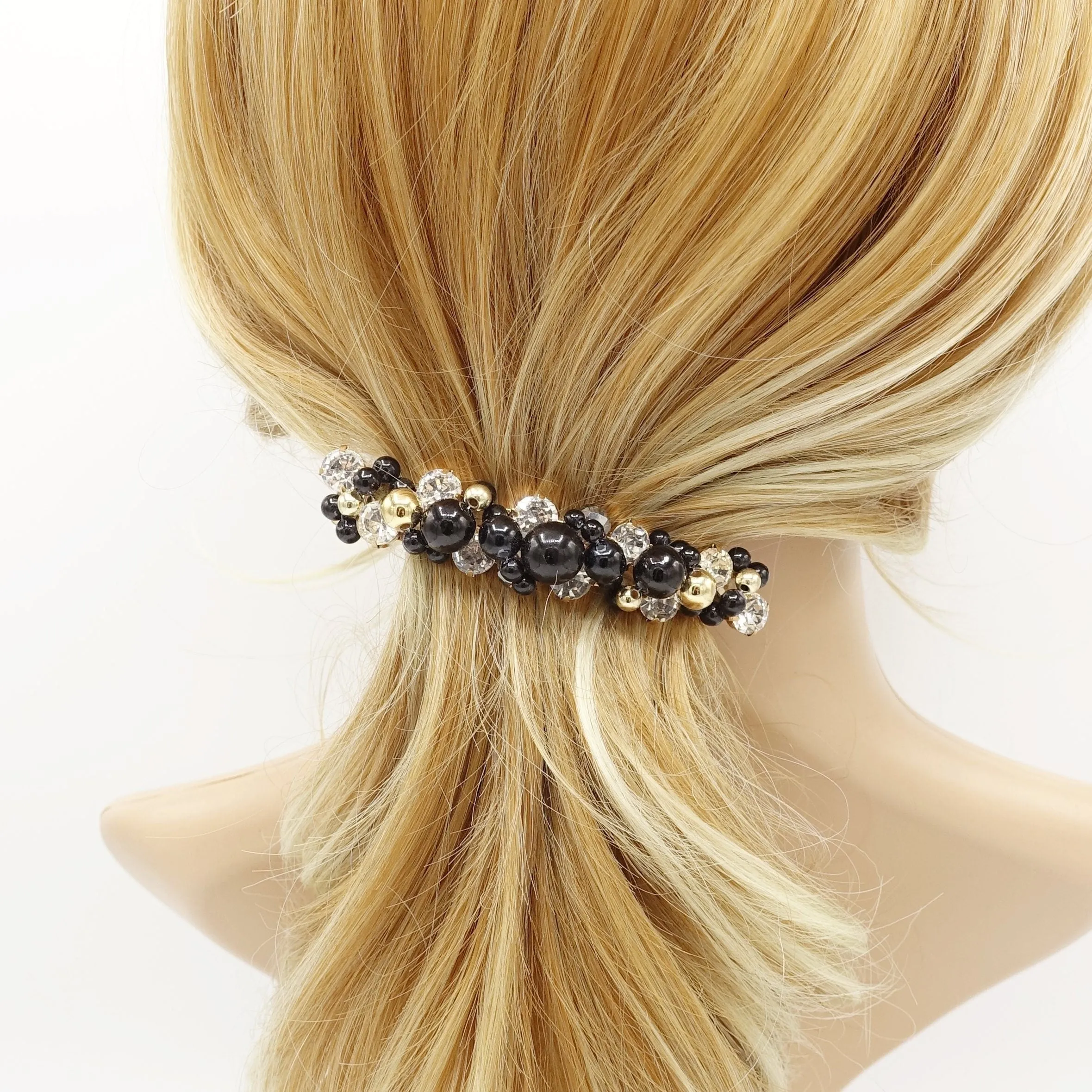 pearl rhinestone beaded hair barrette ornament embellished french barrette women  hair accessory