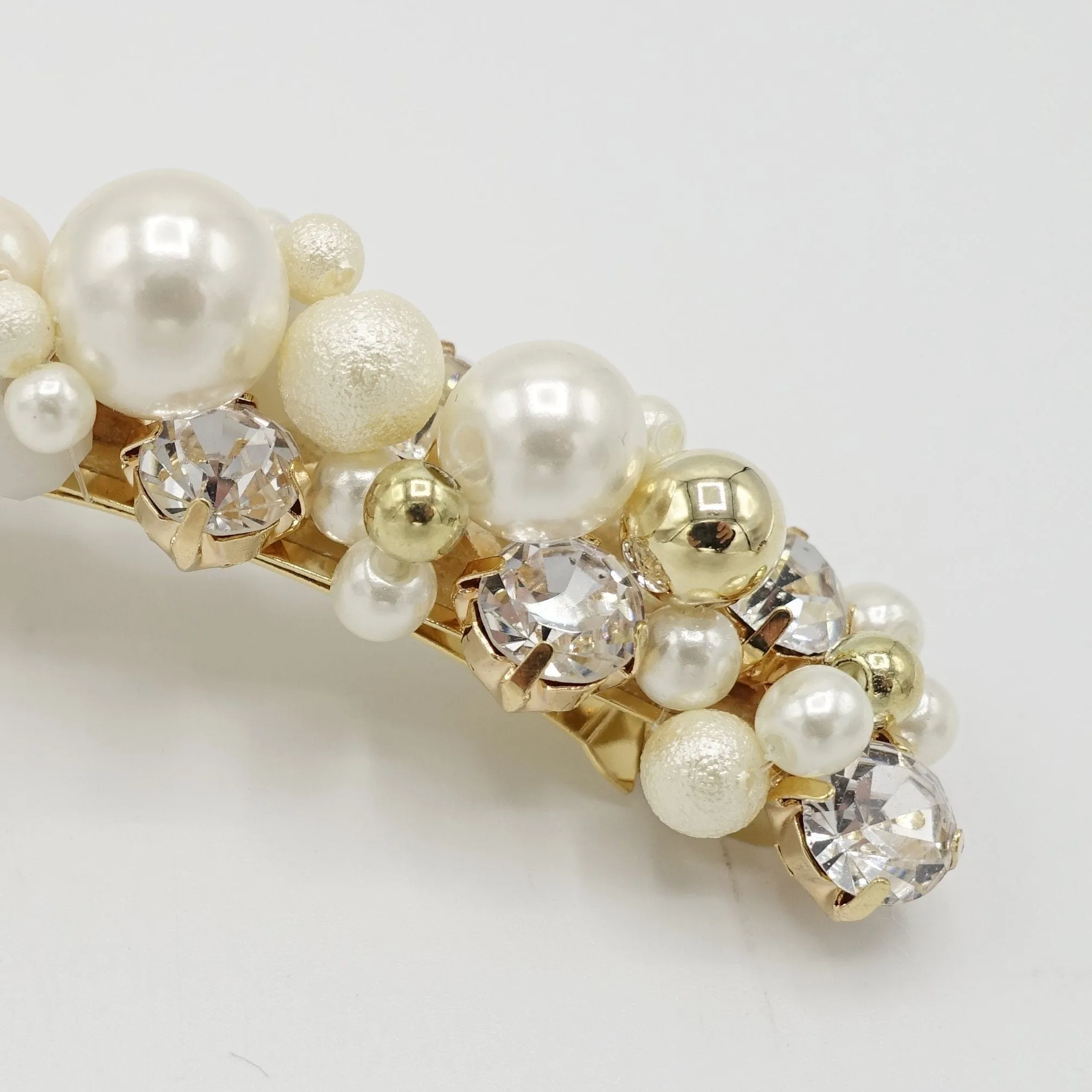 pearl rhinestone beaded hair barrette ornament embellished french barrette women  hair accessory