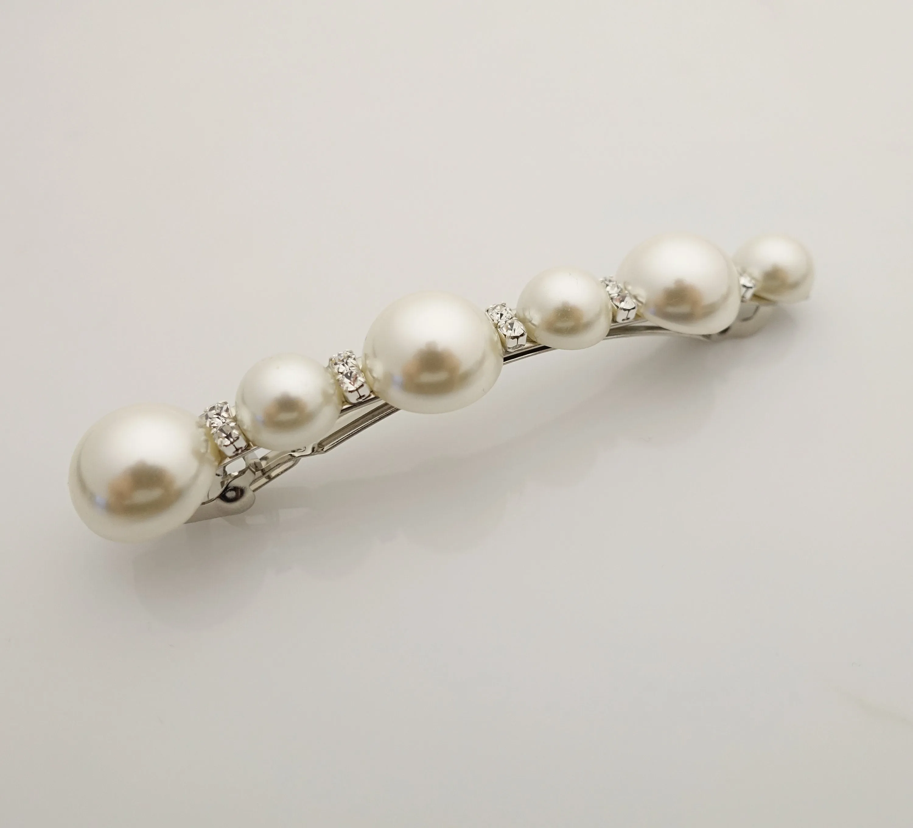 pearl rhinestone decorated french barrette elegant side hair clip women accessory