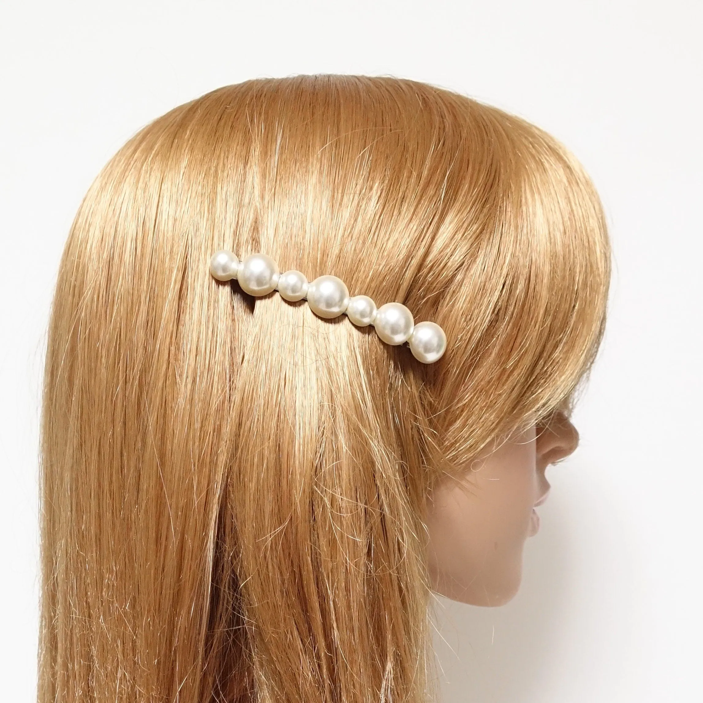 pearl rhinestone decorated french barrette elegant side hair clip women accessory