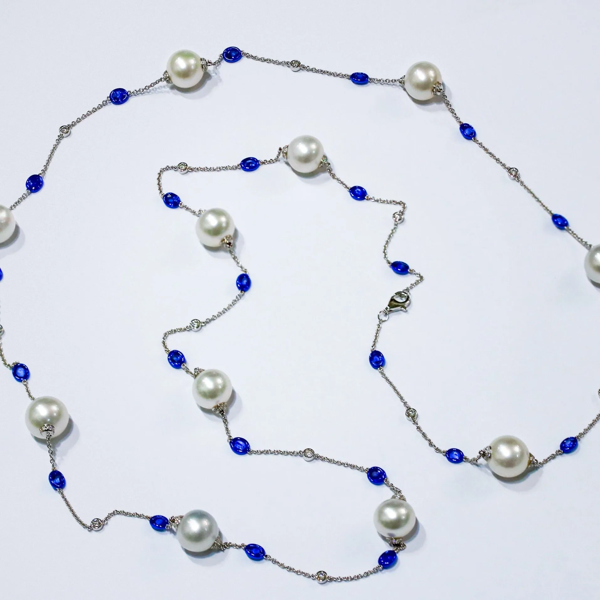 Pearl Sapphire Opera Necklace