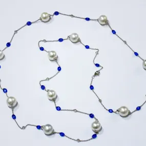 Pearl Sapphire Opera Necklace