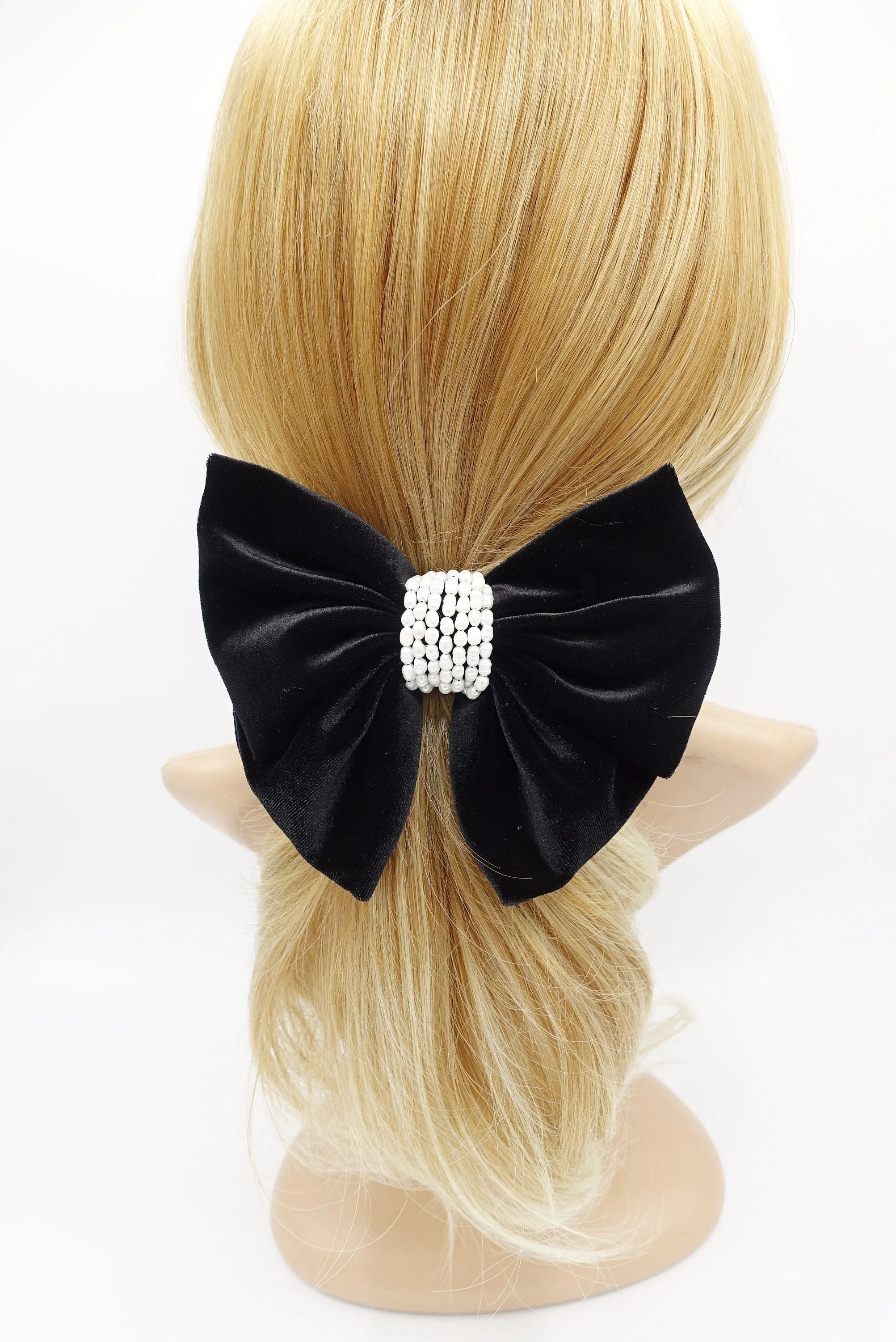 pearl wrap velvet hair bow for women luxury style hair accessory for women