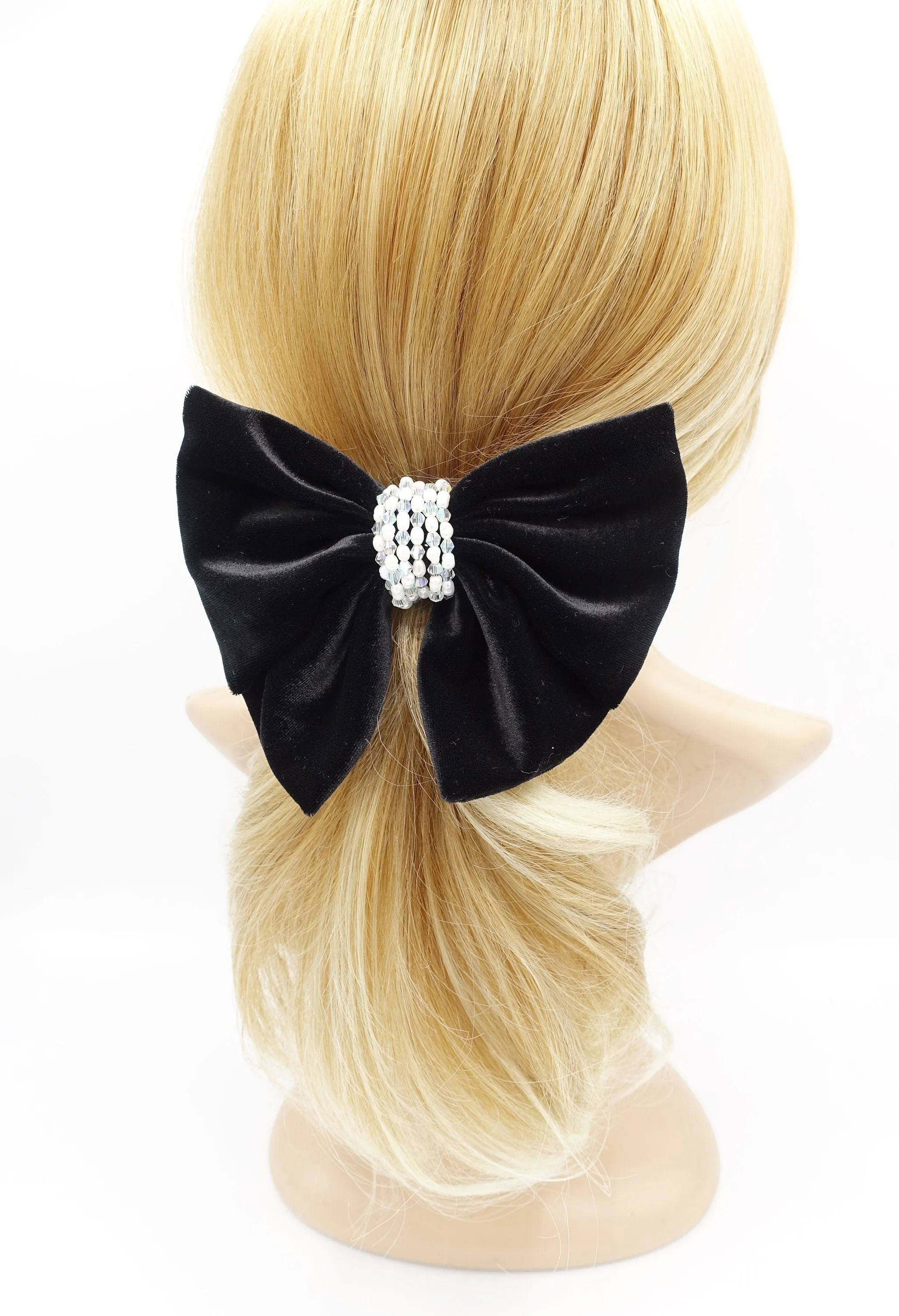 pearl wrap velvet hair bow for women luxury style hair accessory for women