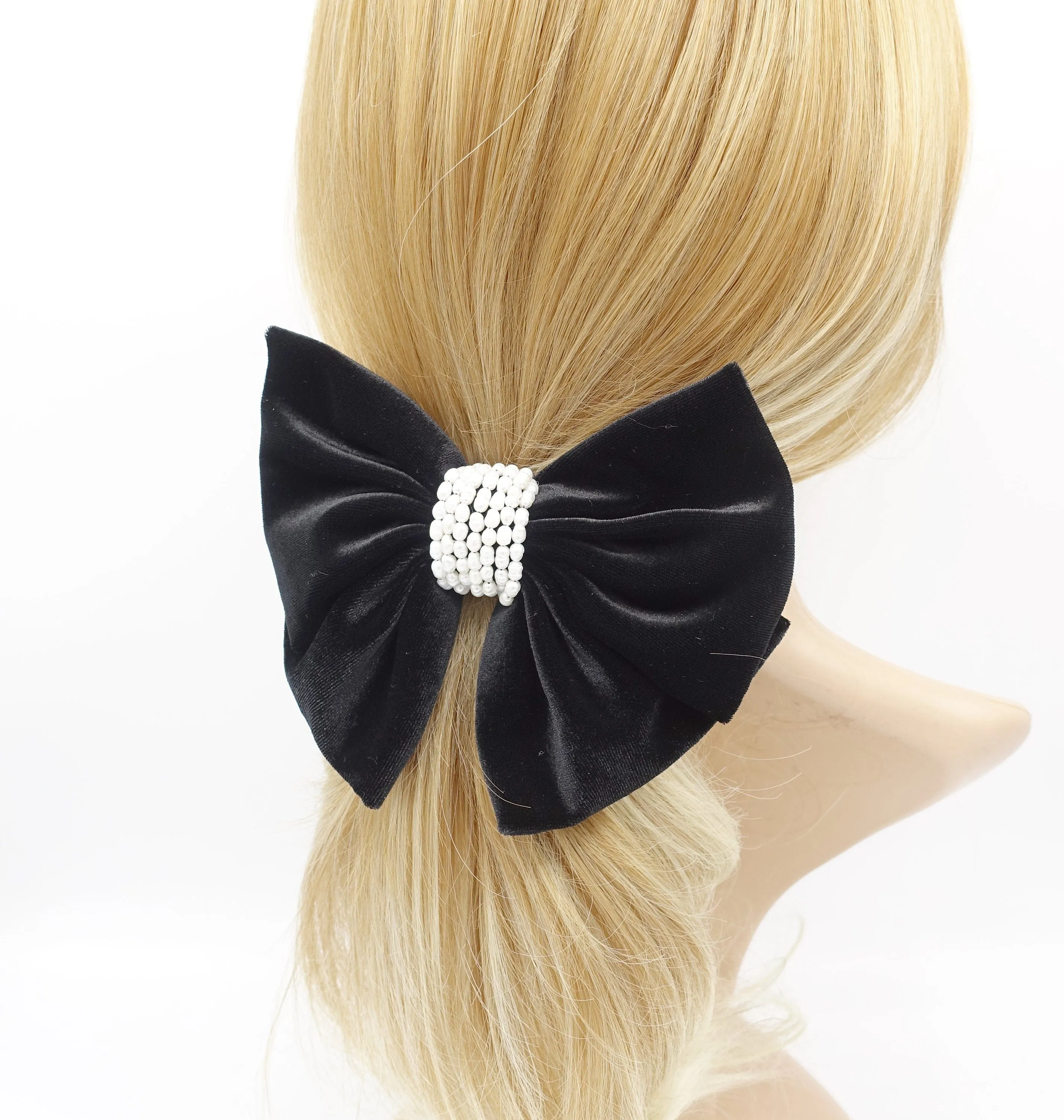 pearl wrap velvet hair bow for women luxury style hair accessory for women