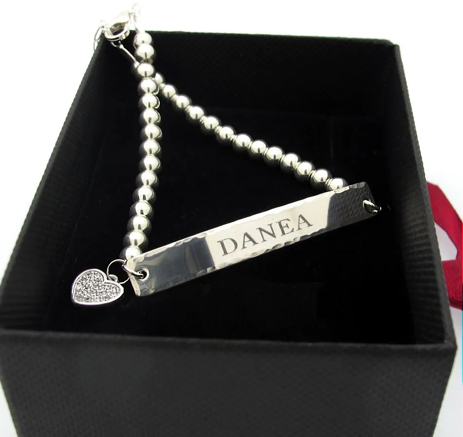 Personalized Heart Charm Bracelet for Mom