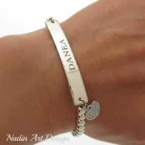 Personalized Heart Charm Bracelet for Mom