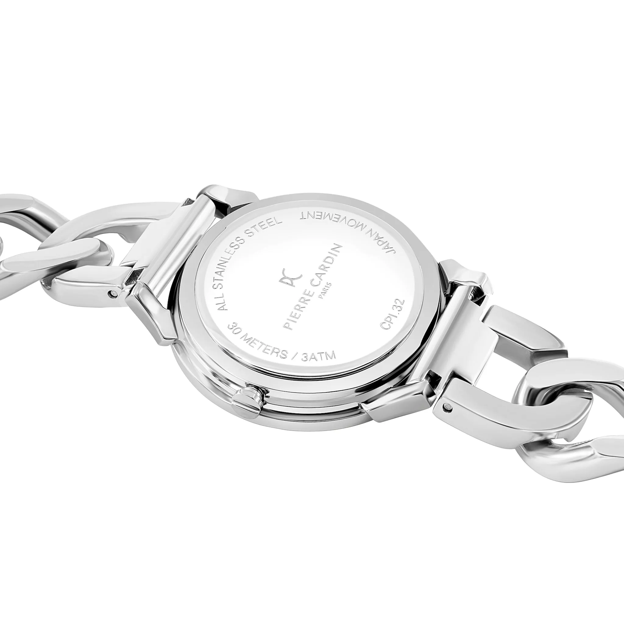 Pigalle Silver Stainless Steel Watch with Crystals and Metal Chain Link Strap