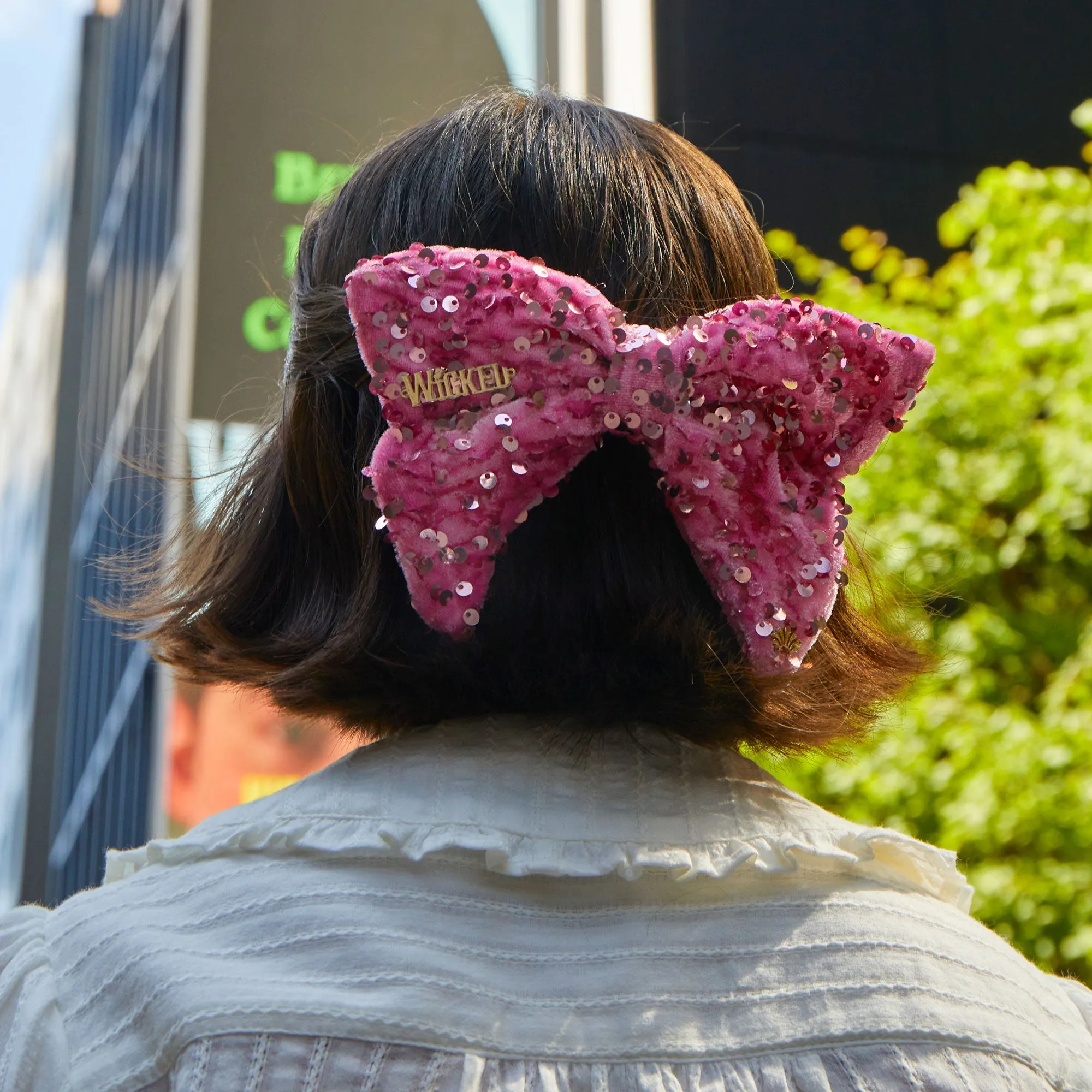 PINK LELE SADOUGHI X WICKED GLINDA SEQUIN BOW BARRETTE