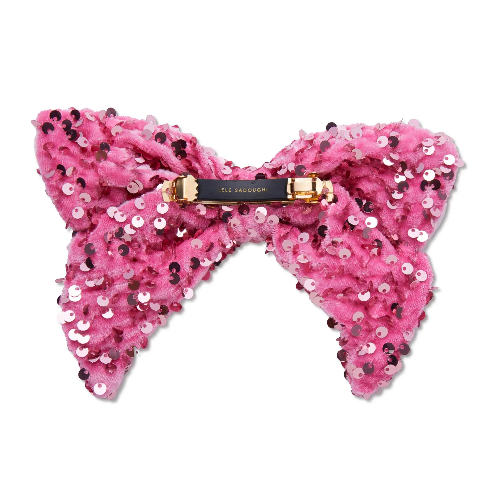 PINK LELE SADOUGHI X WICKED GLINDA SEQUIN BOW BARRETTE