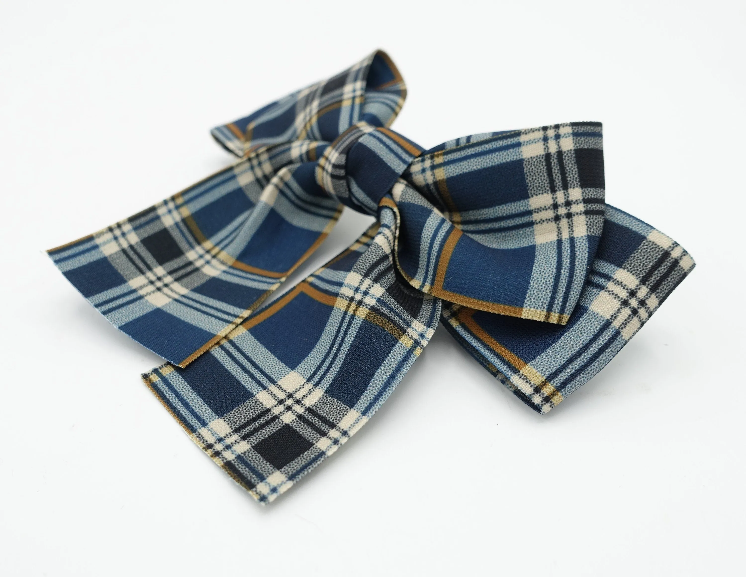 plaid check basic medium bow french barrette casual women hair accessory