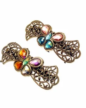 Plastic Stone Barrette with Butterfly