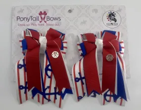 PonyTail Bows- Anchors Red