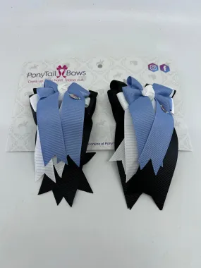 PonyTail Bows- Blue Bird Black