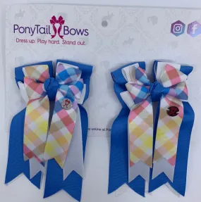 PonyTail Bows- Blue White Plaid