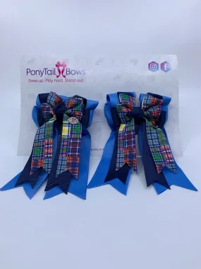 PonyTail Bows- Blue/Navy/Plaid