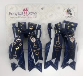 PonyTail Bows- Delegate Navy Bits