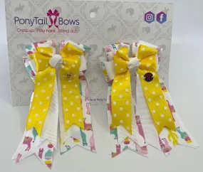 PonyTail Bows- Drama Llama-Yellow Polka Dot