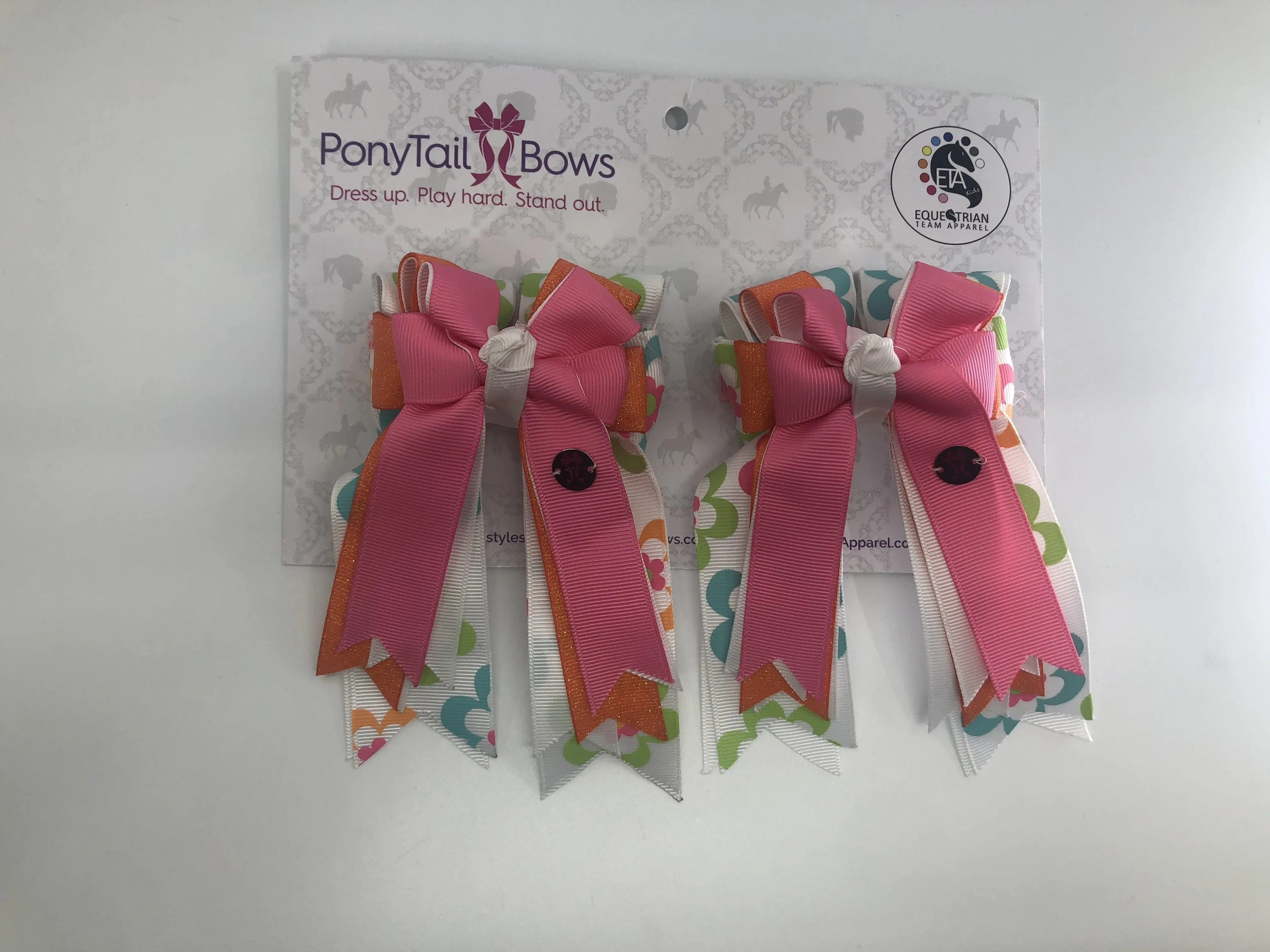 PonyTail Bows- Flower Base Pink