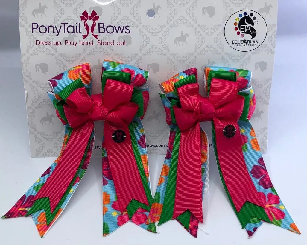 PonyTail Bows- Hot Pink Hibiscus