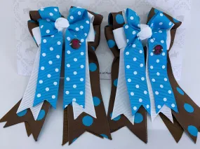 PonyTail Bows- Java Blue Polka Dots