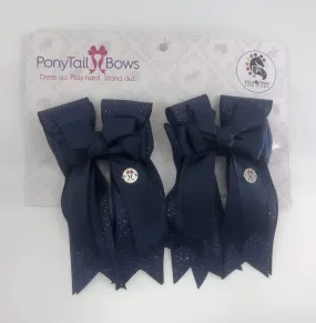 PonyTail Bows- Navy Glitter Solid