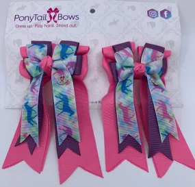 PonyTail Bows- Pink Purple Horses