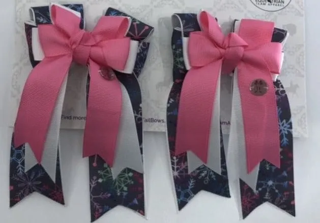 PonyTail Bows- Pink Topper Snowflakes