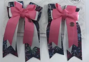 PonyTail Bows- Pink Topper Snowflakes