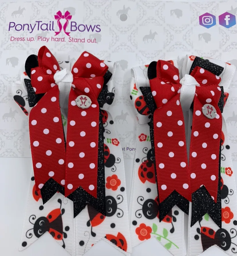 PonyTail Bows- Polka Dots Ladybug