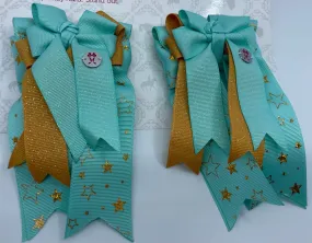 PonyTail Bows- Starry Night Seafoam