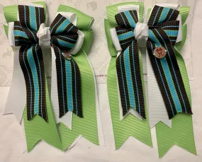 PonyTail Bows- Tiffany Lime