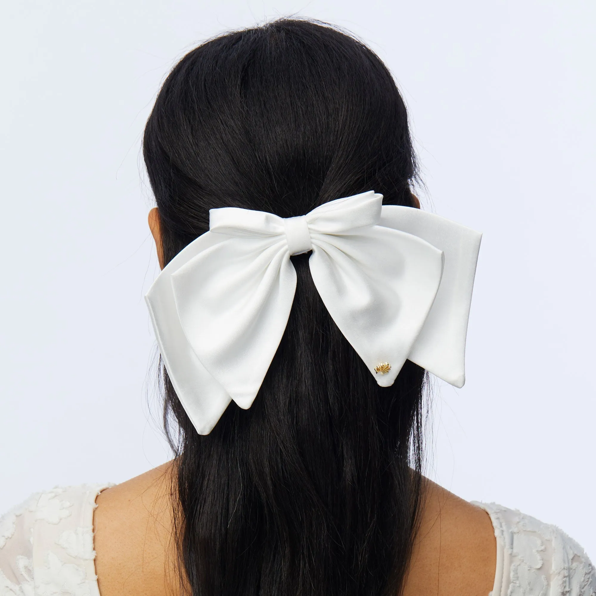 PORCELIN ELIZABETH SILK BOW BARRETTE