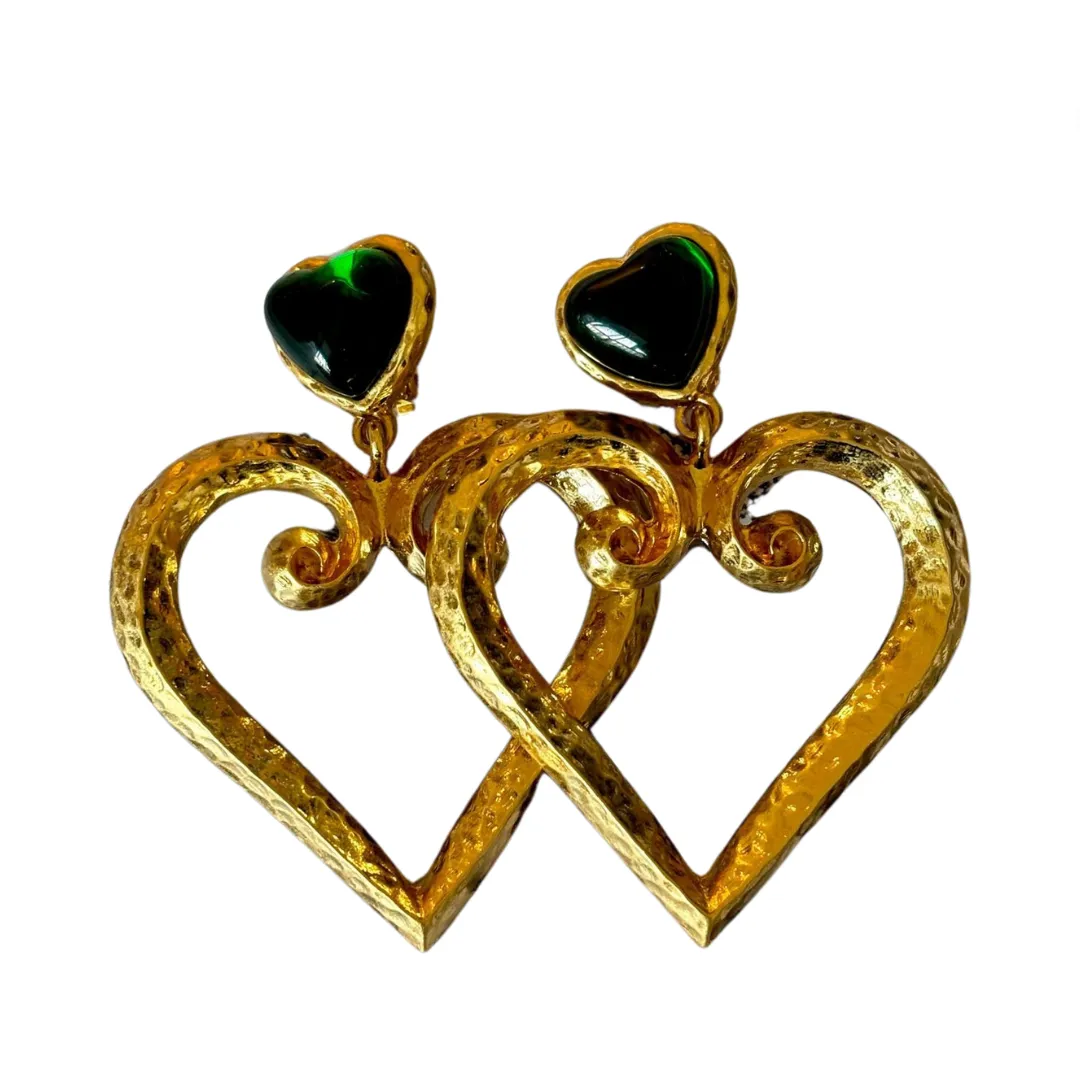 Pre Order:  Green Glazed Love Retro Earrings   Necklace   Brooch